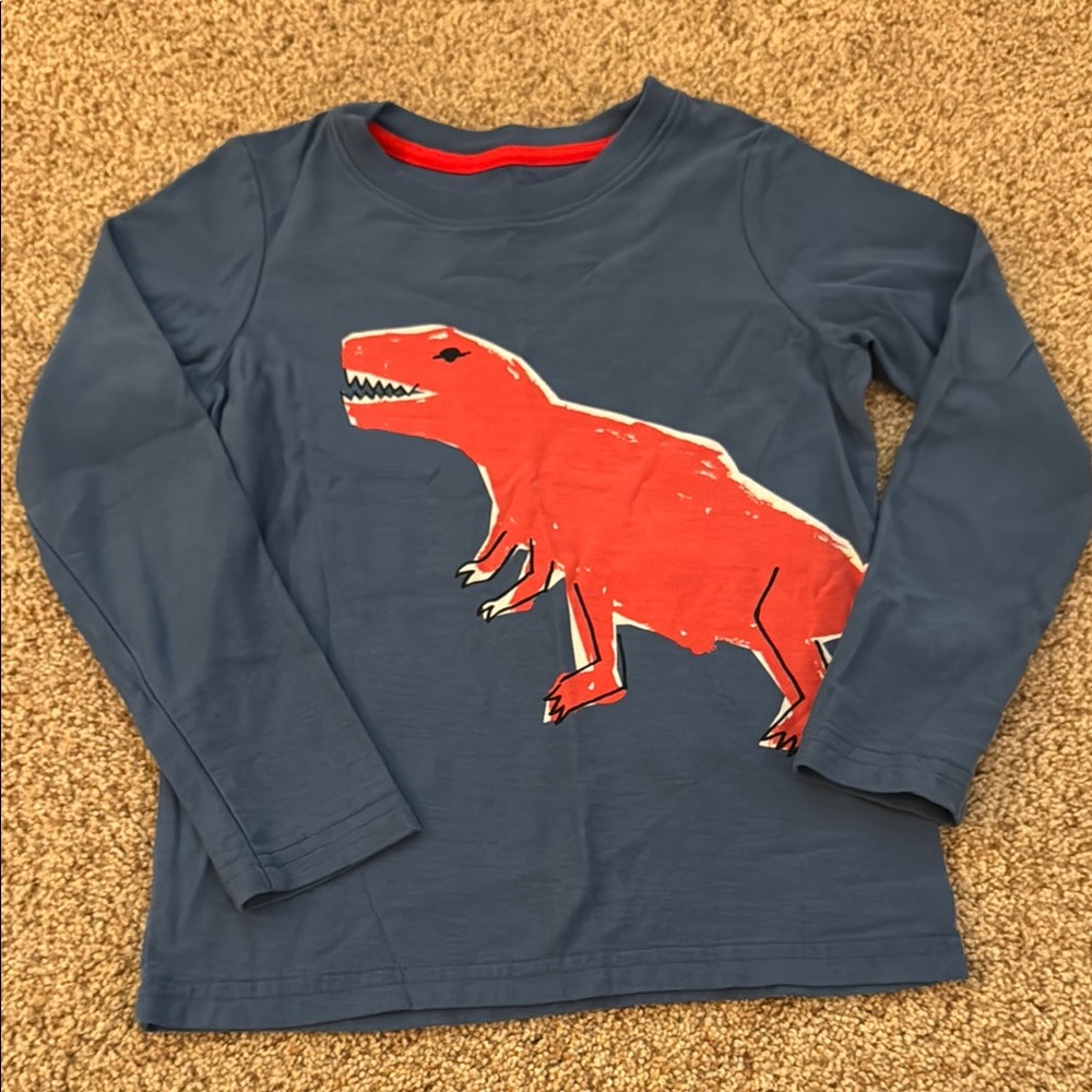Tea Collection Long Sleeve Blue and Red Dinosaur Tee